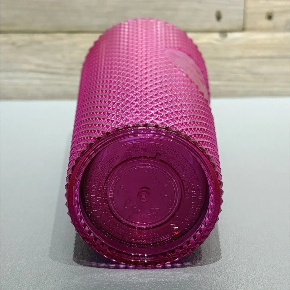 Starbucks 2025 Cold Cup Tumbler Iridescent Pink Domed Studded 24 fl. oz Venti